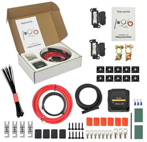Lavieva 3M Split Charge Relay Kit - 12V 140Amp Smart Dual Battery Isolator Kit Intelligent Voltage Sense Relay System for RV Camper Van,Truck,SUV,RV,ATV,UTV,Boat(3m Split Charge Relay Kit)