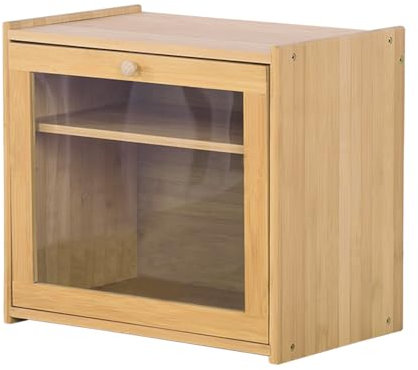 Fiita Bamboo Bread Box for Kitchen Countertop, Wooden Bread Storage Box with Transparent Window, 2-Layer Large Capacity Bread Storage, Kitchen Bread Holder, Self Assembly