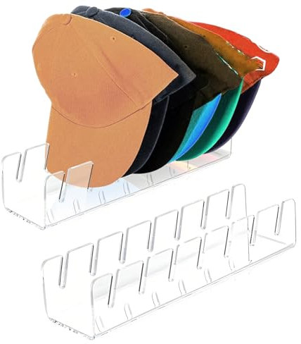 Omevett 2 Pcs Hat Stand for Baseball Caps Display Organizer No Install Required Hat Stand Acrylic Hat Holder Hat Storage Rack for Bedroom Closet Dresser (Transparent)