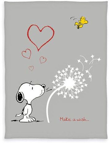Wild South Shop Peanuts Flanell Flauschdecke Snoopy XL Kuscheldecke 150 x 200 cm, super Soft, Sofadecke
