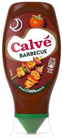 Calvé Salsa Barbeque, Formato 430 ml, Salsa Bbq con Aroma Deciso di Legna e Fumo, Ideale per Tutti i Piatti a Base di Carne, Bottiglia 100% Riciclata