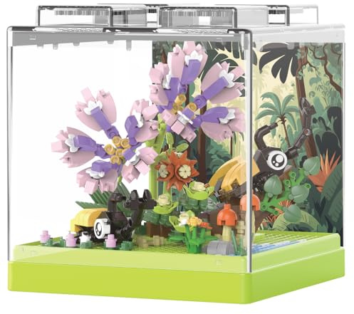 JEMPET Juego de juguetes de diseño de ramo de insectos – Mini bloques de construcción, flores y plantas, decoración con cubierta antipolvo (04)