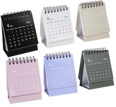 CANIGHT 2024 Mini Desk Calendar Monthly Planner Spiral Binding Office Decor Calendar To-do List