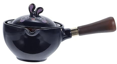 Gatuida Kanne mit Seitengriff aus Keramik Kaffeekanne Porzellan Tee-Diffusor Formel Teekannen-Ei teekessel retro holzstiel kaffeepadmaschine aus Keramik Filterkessel aus Keramik