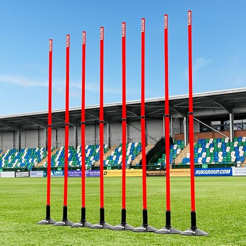 FORZA Teleskopiska slalomstänger | Justerbara 8-pack träningsstänger för sportborrar och smidighet – flera färger
