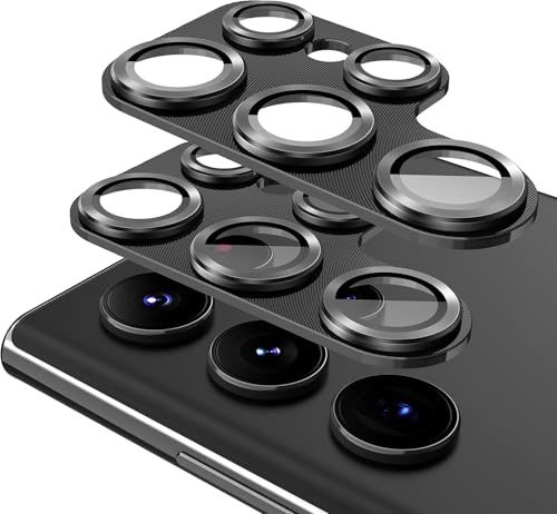 NoveltyThunder Camera Lens Protector for Samsung Galaxy S23 Ultra, Full Coverage 9H Tempered Glass Ring Cover, Matte Metal Plate (3 Pack (3 PC))