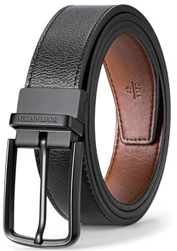 BOSTANTEN Gürtel für Herren, Leder, Wendegürtel für Männer, 3,5 cm, für lässige Golf- und Anzughosen, Zwei-in-Eins-Gürtel, Geschenk
