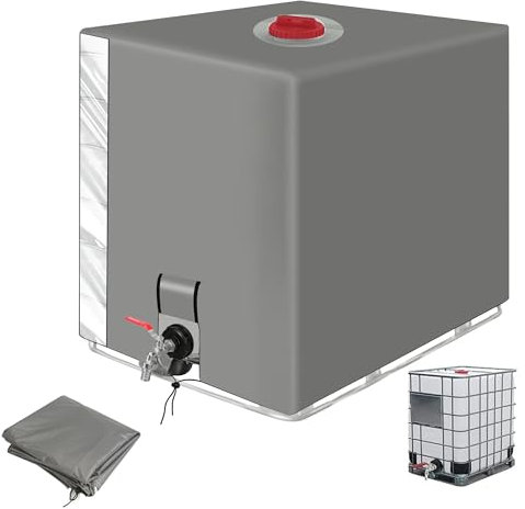 IBC Tank Abdeckung, Wassertank 1000l zubehör, Regenwassertank, Schutzplane/Regenwasser Folien Staubdicht Cover, Ausgestattet mit transparentem Anzeigefenster, Ibc container abdeckung 120 x100 x116 cm