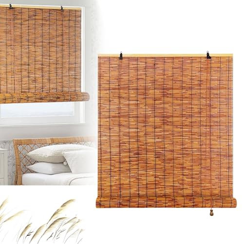 Cortina di bambù - Facili da Sollevare, Tenda da Sole in Bamboo per Esterni, Privacy, Ventilazione, Tapparella Avvolgibile bambù per Balcone Gazebo Giardino Finestra