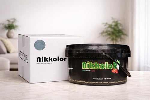 Nikkolor Perla d'Oriente - Pittura Perlata Effetto Sabbiato - Blue Espirit | Pittura decorativa perlata per interni, lavabile e antimuffa, resa 25-30 m² con confezione da 2,5 L.