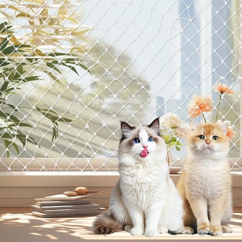 SUPRROW Katzennetz für Balkon,Transparent Vogelschutznetz,10×3 m Ohne Bohren Katzennetz,V-beständig & Reißfest – Transparent Nylon Balkonnetz für Katzen für Balkon, Außentüren und Fenster