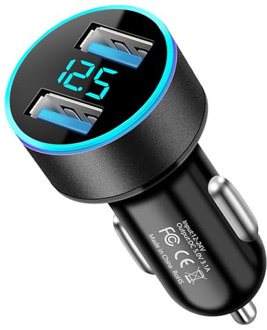 Chargeur Allume Cigare USB, Zigarettenanzünder USB Auto Ladegerät Adapter mit 2-Port, KFZ Ladegerät Schnellladen für Telefon Autogeräte