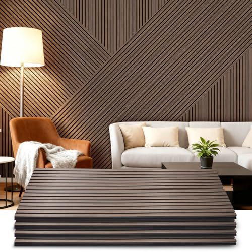 LARWORKS Akustikpaneele Holz, 4 Stück 120x60cm (2,88㎡), Walnuss | Wandpaneele Holzoptik, Hervorragende Schallabsorption, Geeignet für Wohnräume, Wanddekoration, Wandverkleidung