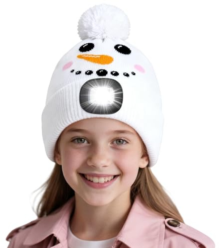 AWSOLAR Weihnachts Mütze mit Licht Kinder, Mütze Mit LED Licht Kinder und Erwachsene