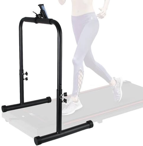 24.4 Inch Wide Adjustable Walking Pad Handle Bar with Phone Holder - Universal Fit, Stable & Non-Slip Handrail for Indoor Home Gym Workouts (30.7-39.37 Inch Height)