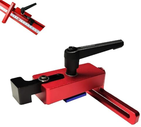 Gehrungssägen-Stop-Block, 7 x 8,5 x 5 cm, T-Schiene, Holzbearbeitungsbegrenzer, 45 Typ, Positionierung und Sicherung, um 90 Grad drehbar, Schienenstopper, Gleitklammern, Gerät, Holzbearbeitung