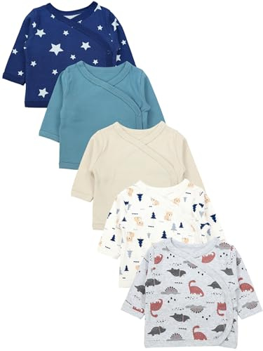 TupTam Baby Jungen Langarm Wickelshirt Baumwolle 5er Set