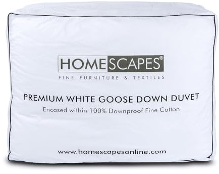 Homescapes Sommer Daunendecke 240x220 cm, luftige Sommerdecke mit 110 GSM Füllung, leichte Bettdecke Daunen, feinste Gänse-Daunen & Federn, Wärmeklasse 2