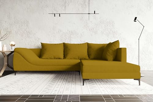99rooms Loni Ecksofa Polsterecke Eckcouch Webstoff Malmo_NEW Gelb Ottomane Rechts