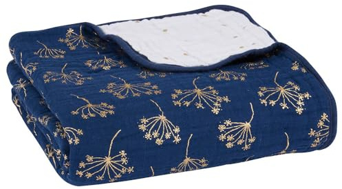 aden + anais dream blanket, 4 layers 100% cotton muslin, 120cm X 120cm, metallic gold deco dandelion