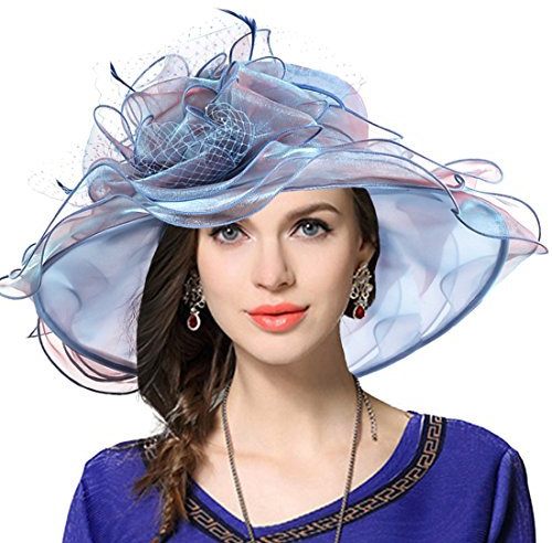 VECRY Donne Chiesa Derby Vestito Fascinator Matrimonio Festa Cappelli (Pavone)