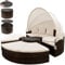 Casaria® Sonneninsel Lounge Set ø185cm Polyrattan Faltbares Sonnendach Ausziehtisch 7cm Auflagen Wetterfest Outdoor Sonnenliege Gartenliege Braun