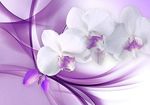 wandmotiv24 Fototapete Orchidee Blume Lila, XL 350 x 245 cm - 7 Teile, Wanddeko, Wandbild, Wandtapete, Abstrakt, Knospe, Floral M1118
