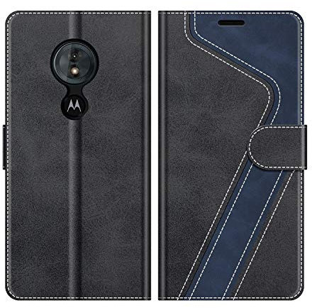 MOBESV Hülle für Motorola Moto G6 Play Handyhülle, Lederhülle mit Kartenfach, Klapphülle mit Ständer, Flip Case Handytasche Schutzhülle, Modisch Schwarz