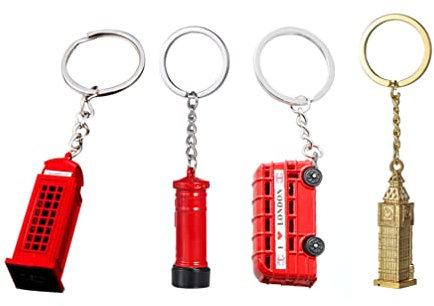 Toyvian Lot de 4 Porte-clés London Cabine téléphonique Bus Big Ben Londres Souvenirs Cadeau