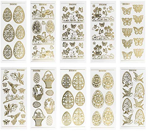 Ideen mit Herz Gravur-Sticker, transparent/gold, 10 Bogen à 10 x 23 cm | Goldene Aufkleber zum Basteln & Dekorieren | Geburtstag, Weihnachten, Rente & mehr (Frühjahr & Ostern 02)