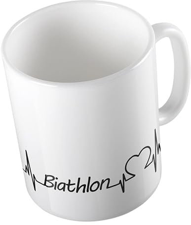 Hellweg Druckerei Huuraa Kaffeetasse Biathlon Herzschlag Puls Geschenk Idee Keramik 330ml Kaffee-Becher mit Namen deiner lieblings Sportart
