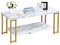 COSTWAY Couchtisch Marmor Optik, Beistelltisch mit Ablage, Gold Sofatisch, Modern Kaffeetisch Wohnzimmertisch (Rechteckig 100x49,5x45cm)