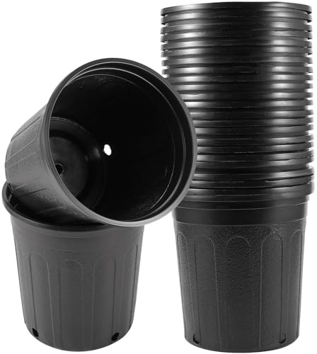 KEILEOHO Lot de 25 pots de pépinière en plastique de 3,8 l, pots de fleurs pour semis, fleurs, légumes, plantes grasses et coupe, 4 litres