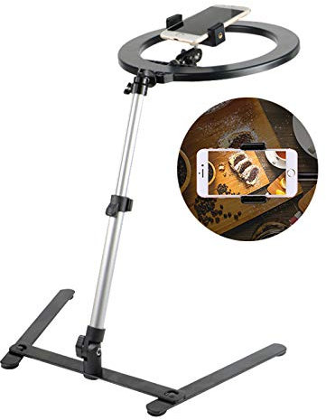 XUMI 10 pollici Ring Light Treppiede con supporto per telefono portatile, regolabile supporto per telefono aereo per l'insegnamento online, video, artigianato demo, Calligrafia, pasticceria