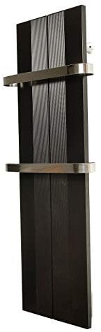Finesa Design Badheizkörper 1500x404, Handtuchwärmer, Wärmeabgabe 700 W, Mittelanschluss, Handtuchtrockner, Handtuchhalter (Schwarz)