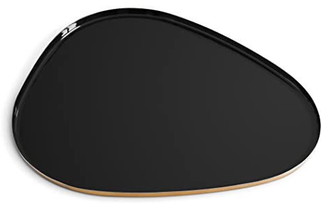 Allegorie Decorative Tray | Stylish Vanity Organizer or Catchall Valet Display | Gold Metal Serving Tray for Coffee Table, Ottoman, Bar, Liquor or Cocktails 16 x 12.5 inches (Black)