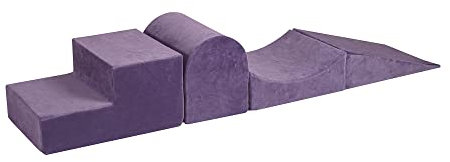 MEOWBABY Schaumstoff Bausteine Kinder – Kletterbausteine Indoor – Softbausteine XXL Baby – Riesen Bausteine XXL für Kinder – Spielpolster & Bewegungsbausteine, Samt, Grau-Blau