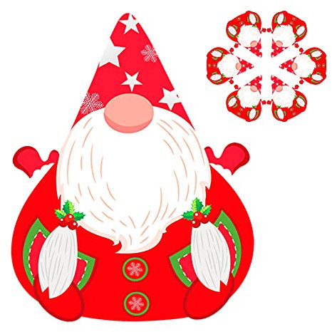 6er Weihnachts PVC Tischsets, schöne Weihnachts Tischsets, wasserdichte Esstisch Tischsets für Weihnachten, rote Weihnachts-GNOME Form Tischsets für Esszimmer Küche Tischdekoration Weihnachtspartys