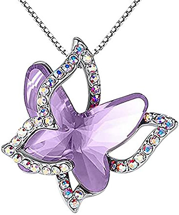 ROMIDA Kristall Schmetertling Halskette aus Sterlingsilber 925 mit Zirkonia, Schmetterlingshalsband Schmuck Geschenke für Frauen Gold kette Muttertag Schmuck Geschenke für Frauen Geburtstag/Jahrestag