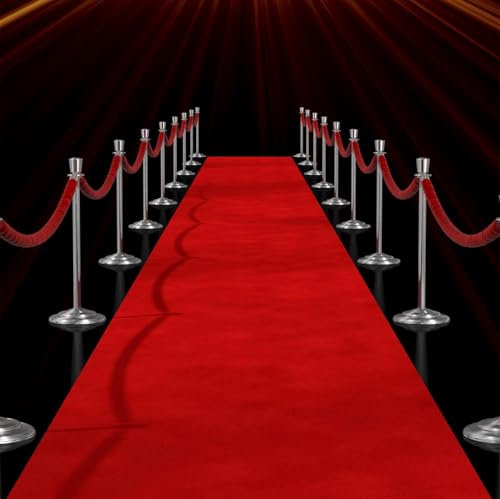 mosegor Roter Teppich 10x1m VIP Läufer 2,2 mm Dicke Red Carpet Hochzeit Event Teppich Weihnachten Outdoor Empfangsteppich für Party, Zeremonie