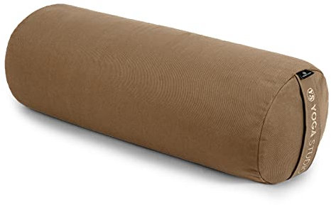 Yoga Studio Yoga Bolster Cushion | EU Organic Buckwheat Hulls Filling | (GOTS Certified) | Removable Washable Organic Cotton Outer Cover | Great for Yoga, Meditation (Sand)