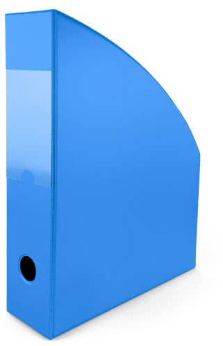 Netuno 1 x Stehsammler Plastik Pappe A4 Hellblau Rückenbreite 7cm Zeitschriftenordner Schreibtisch Speicherorganisator Archiv-Stehsammler Zeitungssammler Datei Organizer Zeitungshalter Zeitungsbox