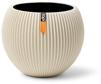 Capi Europe - Gefäß Kugel Groove Colours - 10x9 - Beige - Öffnung Ø7 - Blumentopf für drinnen - BGVBG101