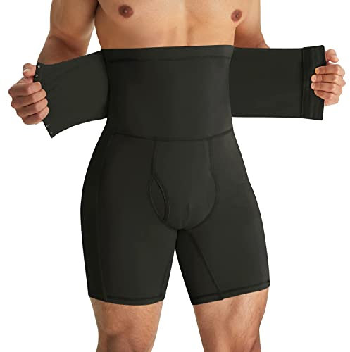 Bingrong Culotte Gainante Caleçon Homme Body Gaine Ventre Plat Amincissante Boxer Push Up Sport sous-vêtements Fesse Sculptantes Taille Haute Invisible Body Shaper