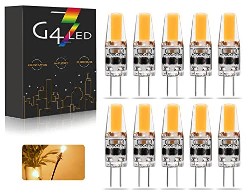 G4 LED Lampen, AC/DC 12-24V 3W Dimmbar G4 LED Birnen Warmes Weiß 3000K 270LM, Ersatz für 20W 30W Halogenlampen, Kein Flackern, 10 Stück