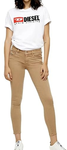 Diesel Damen Jeans Slandy-Ankle Super Slim Skinny Regular Waist, beige, 25