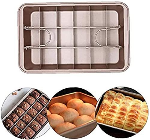 Brownie Pan Teglia Brownies Tortiera Stampo Brownie Antiaderenti con Divisori per Pasticceria per Cottura di Brownies, Pane