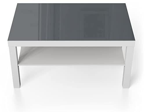 DEQORI Glastisch | weiß groß 90x50 cm | Unifarben - Dunkelgrau | ausgefallener Beistelltisch aus Glas | Hochglanz Couchtisch fürs Wohnzimmer | moderner Couch Tisch mit Design