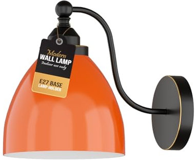 LEDSone Moderne Vintage Retro Industrie Schwanenhals Metallarm E27 Wandleuchte Wandleuchte Set Leuchte für Wohnzimmer Esszimmer Küche [Energieklasse A] (Blau) (Orange)