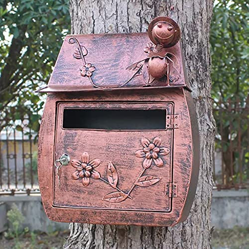 Wandbriefkästen Feld Retro Wand Locking Briefkasten Einzigartiges Design Villa Briefkasten wasserdichte Outdoor Briefkasten (Farbe : Messing, Size : 30 * 16 * 40cm)